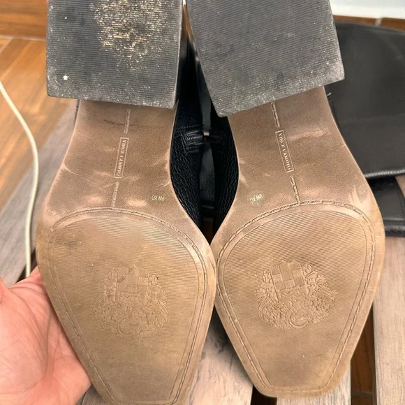 Vince Camuto Black Leather Sangeti Boots Extra Wide Calf - Picture 5 of 8